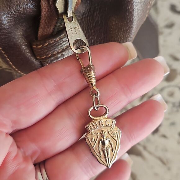 Gucci Sherry Line Brown Monogram Canvas Boston Bag With A Vintage, Rare Charm - Picture 10 of 13